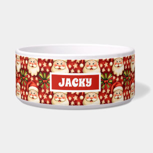 Vintage Retro Christmas Santa Claus and Bows Dog