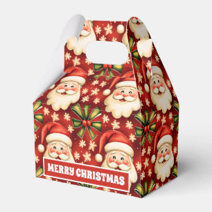 Vintage Retro Christmas Santa Claus and Bows Favor Box