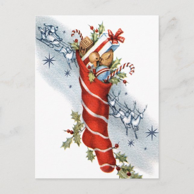Vintage retro Christmas Santa Holiday postcard (Front)