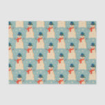 Vintage Retro Christmas Snowman Light Blue   Tissue Paper<br><div class="desc">Christmas snowman</div>