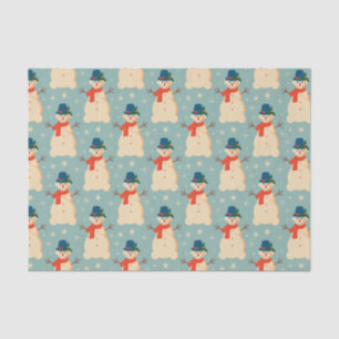 Vintage Retro Christmas Snowman Light Blue   Tissue Paper