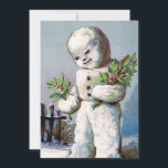 Vintage Retro Christmas Snowman Winter Scene Holiday Card<br><div class="desc">Cool Vintage Retro holly Christmas Snowman Winter Scene Holiday Card.</div>