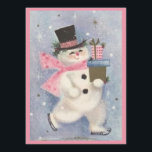 Vintage Retro Christmas Snowman With Gifts Holiday Card<br><div class="desc">Vintage Retro Christmas Snowman With Gifts Holiday Card.</div>
