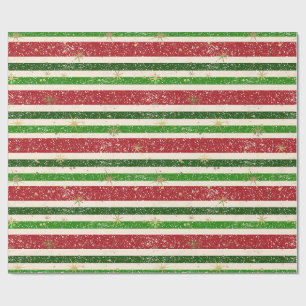Vintage Retro Christmas Stripes and Stars Wrapping Paper