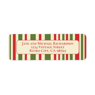 Vintage Retro Christmas Stripes Red Green Cream