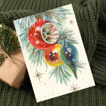 Vintage Retro Christmas Tree Ornaments Holiday Card<br><div class="desc">Vintage Retro Christmas Tree Ornaments Holiday Card</div>