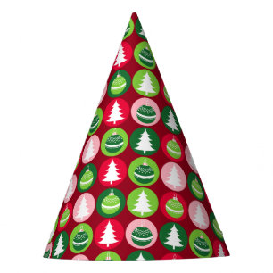 Vintage Retro Christmas Trees and Ornaments  Party Hat