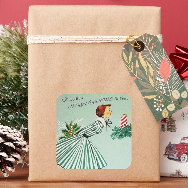 Vintage retro Christmas wish Holiday sticker (Holiday)