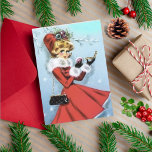 Vintage Retro Christmas Woman in Red Dress Holiday Card<br><div class="desc">Vintage retro Christmas woman putting on her makeup in a red dress Holiday Card.  A cute 1950s card that is perfect for your collection or for sending out to family and friends for the holidays.</div>