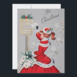 Vintage Retro Christmas Woman in Red Dress Holiday Card<br><div class="desc">Vintage retro Christmas woman sending off mail in a red dress Holiday Card.  A cute 1950s card that is perfect for your collection or for sending out to family and friends for the holidays.</div>
