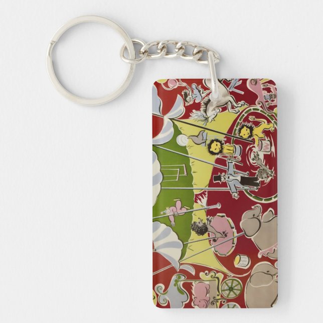 Vintage Retro Circus Animals Ring Theme Keychain (Front)