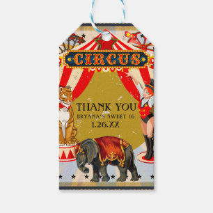 Vintage Retro Circus Birthday Party Favour Gift Tags