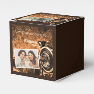 Vintage retro classic camera rustic custom family favor box
