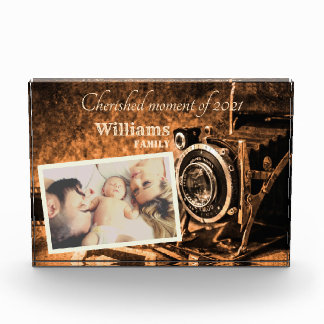 Vintage retro classic camera rustic custom family photo block