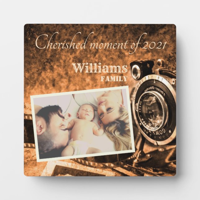 Vintage retro classic camera rustic custom family plaque (Front)