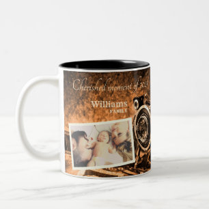 Vintage retro classic camera rustic custom family Two-Tone coffee mug