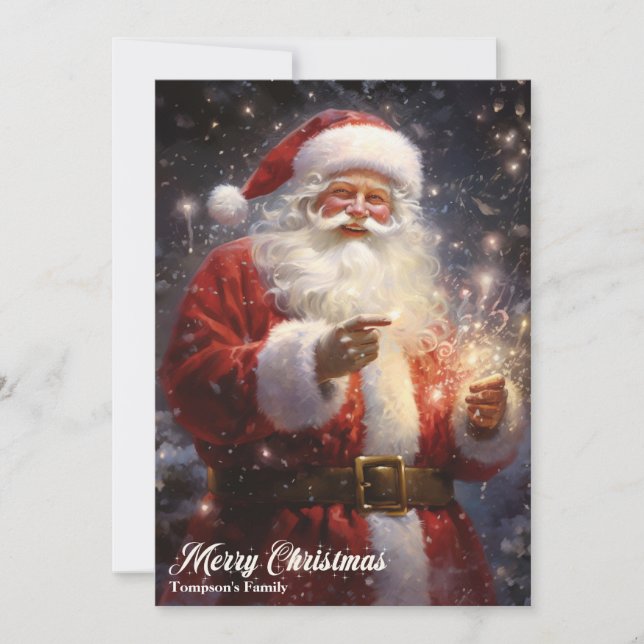 Vintage retro classic Santa Claus smiling Holiday Card (Front)
