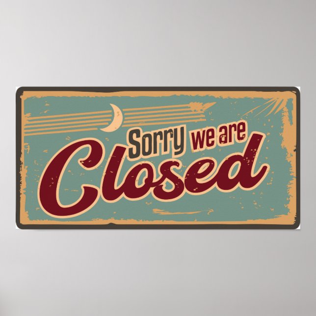 Vintage Retro Closed Sign Poster (Front)