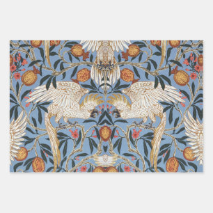 Vintage Retro Cockatoo and Pomegranate Pattern Wrapping Paper Sheet