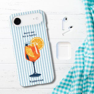 Vintage Rétro Cocktail Rayures Bleues Personnalisé