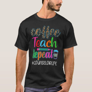 Vintage Retro Coffee Teach Repeat Counselor Life T-Shirt