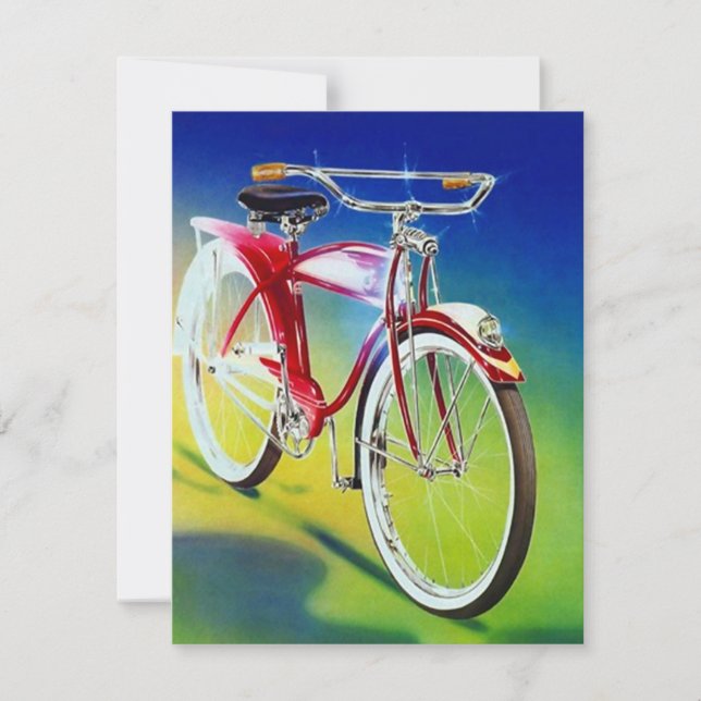 Vintage Retro Colourful Bicycle Party Invitations (Front)