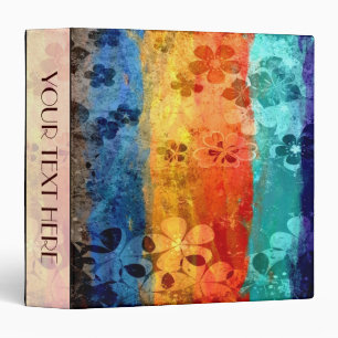 Vintage retro colourful floral pattern 2 binder