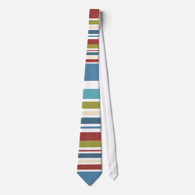 Vintage Retro Colourful Stripes #5 Tie (Front)