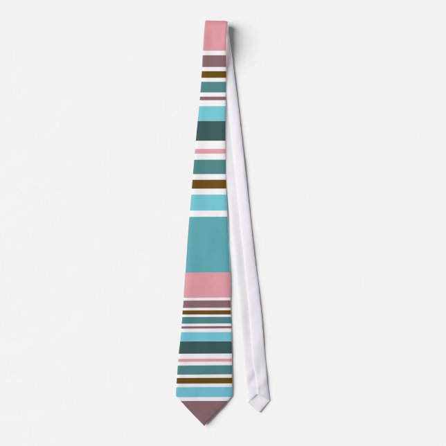 Vintage Retro Colourful Stripes #7 Tie (Front)