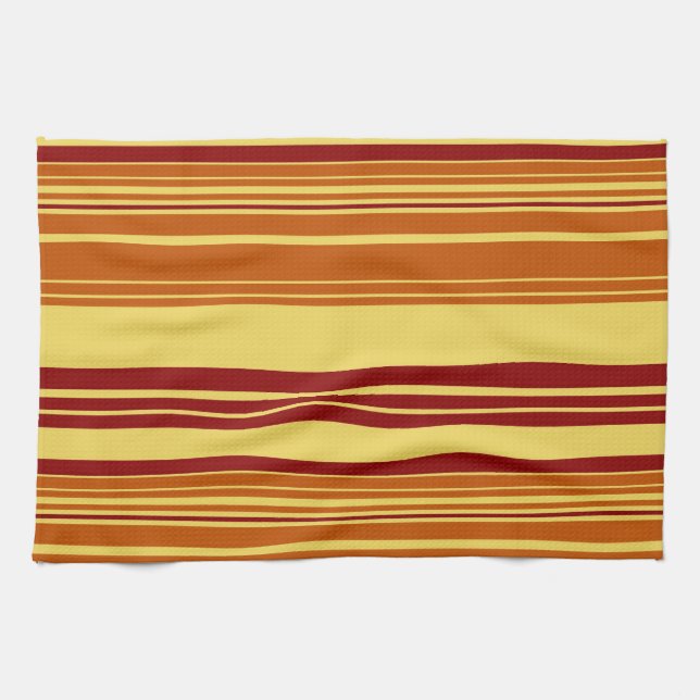 Vintage Retro Colourful Stripes Art Pattern Kitchen Towel (Horizontal)