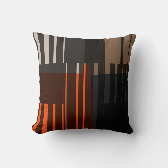 Vintage Retro Colourful Stripes Art Pattern Pillow (Front)