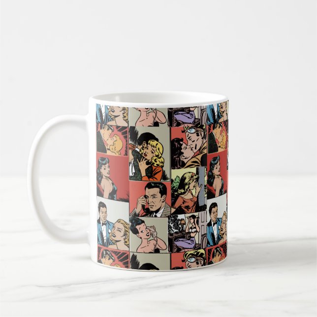 Vintage retro comic love story coffee mug (Left)