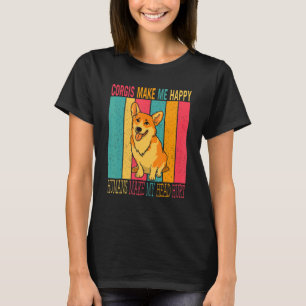 Vintage Retro Corgis Make Happy Humans Make Head H T-Shirt