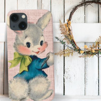 Vintage Retro Cottontail Bunny In Pink And Blue