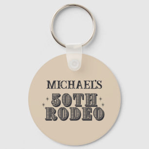 Vintage Retro Cowboy Rodeo 50th Birthday Party Keychain