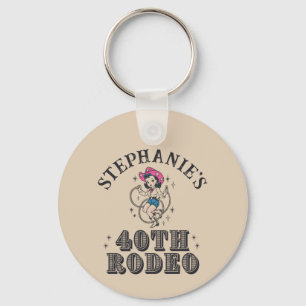 Vintage Retro Cowgirl 40th Birthday Party Keychain