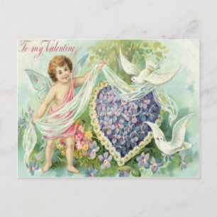 Vintage Retro Cupid Doves Valentine Card