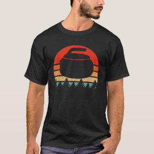 Vintage Retro Curling Stone Player Gift design Fun T-Shirt