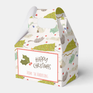 Vintage Retro Cute Christmas Cats Favor Box