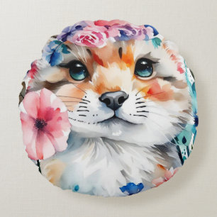 Vintage retro cute design for kids  round pillow