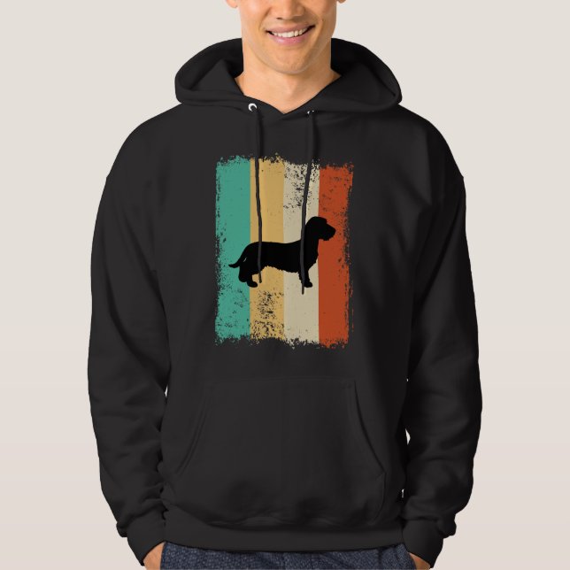 Vintage Retro Dachshund Wirehaired Hoodie (Front)