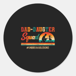 Vintage retro dad daughter squad father's day classic round sticker