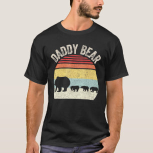 Vintage Retro Daddy Bear With 3 Three Cubs Dad T-Shirt