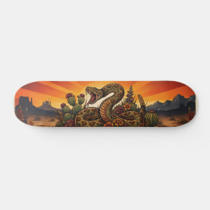 Vintage Retro Desert Rattlesnake and Cactus  Skateboard