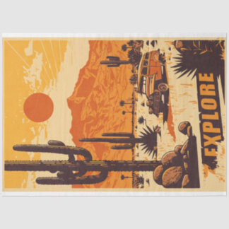 Vintage Retro Desert Travel Poster Decoupage Tissue Paper