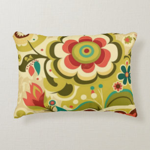 Vintage retro design floral light green accent pillow