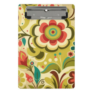 Vintage retro design floral light green mini clipboard