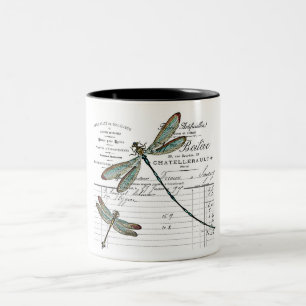 Vintage, Retro Design France - Libelle, insect Two-Tone Coffee Mug