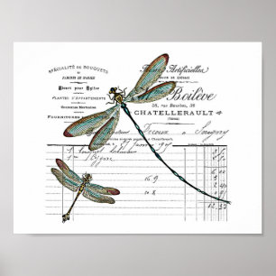 Vintage, Retro Design Frankreich - Libelle, Insekt Poster