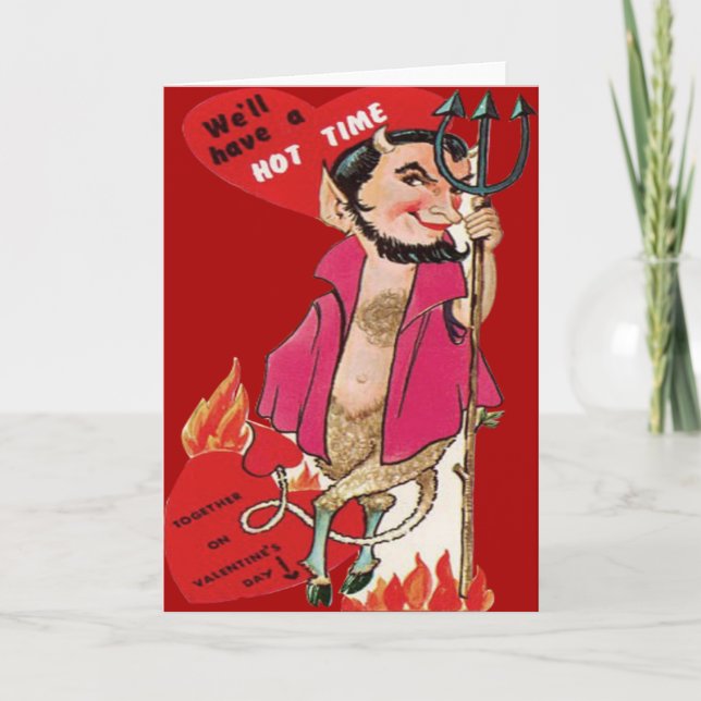 Vintage Retro Devil Valentine Card (Front)